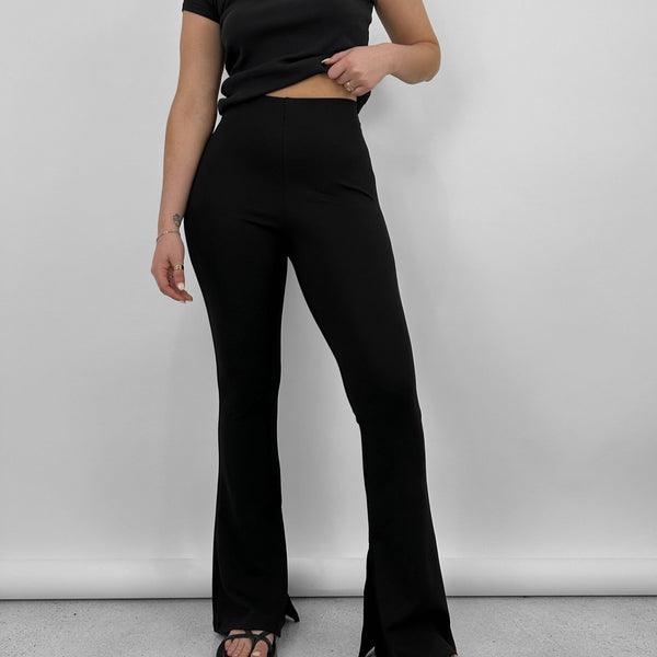 Recycled Soft Tailored Side Slit Pants Black | NA-KD